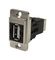 CP30709NM - Dual Entry USB 2.0 Type A Socket to USB 2.0 Type B Socket Slim Feedthrough Connector, Nickel Frame, CSK Holes