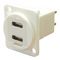 CP30212W - Dual USB C Sockets to Dual USB C Plugs Feedthrough Connector Adaptor, White, Plastic, CSK Holes