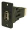 CP30609NX1 - Slim USB 2.0 Type A Socket to USB 2.0 Type B Socket Feedthrough Connector, Black, 3.2mm Plian Holes, Plastic