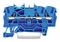 2002-1304 - 3 Conduct Through Terminal Block, Push in Cage Clamp, 35mm DIN Rail Mount, 22AWG to 12AWG, 800V, 24A, Blue