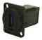 CP30255 - USB 3.0 Type A Socket to USB 3.0 Type A Right Angle Socket Feedthrough Connector, Black Plastic Frame, CSK Holes