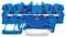 2001-1404 - 4 Conduct Through Terminal Block, Push in Cage Clamp, 35mm DIN Rail Mount, 22AWG to 14AWG, 800V, 17.5A, Blue