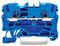2004-1204 - 2 Conduct Through Terminal Block, Push in Cage Clamp, 35mm DIN Rail Mount, 20AWG to 10AWG, 800V, 32A, Blue