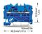 2002-1204 - 2 Conduct Through Terminal Block, Push in Cage Clamp, 35mm DIN Rail Mount, 22AWG to 12AWG, 800V, 24A, Blue