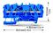 2002-1404 - 4 Conduct Through Terminal Block, Push in Cage Clamp, 35mm DIN Rail Mount, 22AWG to 12AWG, 800V, 24A, Blue
