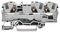 2006-1301 - 2 Conduct Through Terminal Block, Push in Cage Clamp, 35mm DIN Rail Mount, 20AWG to 8AWG, 800V, 41A, Grey