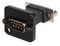 NADB9MF-B - 9 Way D-Sub Plug to Socket Panel Mount Feedthrough Adaptor, Black Metal D-Shape Housing