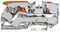 2110-5201 - 2 Conductor Through Terminal Block with Lever and Push Button, Push-In Cage Clamp , 35mm DIN Rail, 20AWG to 6AWG, 800V, 57A, Gre