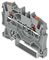 2202-1201 - 2 Conductor Through Terminal Block with Push Button and Test Port, 35mm DIN Rail, 800V, 24A, 22AWG to 12AWG,  Grey