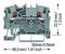 2202-1201 - 2 Conductor Through Terminal Block with Push Button and Test Port, 35mm DIN Rail, 800V, 24A, 22AWG to 12AWG,  Grey