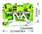 2204-1207 - 2 Conductor Ground Terminal Block with Push Button Cage Clamp and Test Port, 20AWG to 10AWG, DIN Rail 35mm, Green