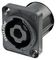 NL2MDXX-V - 2 Pole SpeakON Chassis Connector, Black D-size Flange, Vertical PCB Mount