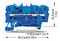 2002-1304 - 3 Conduct Through Terminal Block, Push in Cage Clamp, 35mm DIN Rail Mount, 22AWG to 12AWG, 800V, 24A, Blue