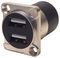 CP30085 - Dual USB 2.0 Type A Sockets to Dual USB 2.0 Type A Sockets Panel Mount Feedthrough Connector, Nickel Metal Frame CSK Holes