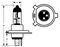 R472 - 12V 60/55W H4 PK22s Halogen Car Headlamp Bulb