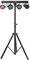 DJLIGHT85LED - 4 Way Light Stand Set with PAR Projector, Strobe, Moon & Laser