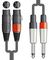 26J-2XF600 - 2x XLR 3 Pin Sockets to 6.3 Mono Jack Plugs Leads, 6m