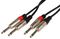 2M6J-J300 - 2x 6.3mm Mono Jack Plugs to 2x 6.3mm Mono Jack Plugs Lead, 3m