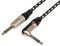 190.382UK - 6.3mm Mono Jack Plug to 6.3mm Mono Right Angle Jack Plug Braided Guitar Lead, Black / White, 3m
