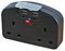 PEL00425 - Twin European Plug Adaptor with USB - Black