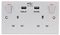PELB1956 - Switched Mains Socket with USB Charging, 2 Gang, 2x USB A, 13A