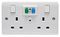 GB6:CR1306/RCD - Instinct 2 Gang, Switched RCD Wall Socket, 13A