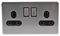 PELB1137 - Screwless Switched Mains Socket, 2 Gang, Double Pole, 13A, Stainless Steel