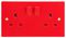 WA037RD - Essentials 2 Gang Switched Socket, Double Pole, 13A, Red