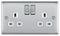 NBS22G-01 - Switched Mains Socket, 2 Gang, 13A, Brushed Steel
