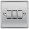 NBS43-01 - Light Switch, 3 Gang, 2 Way, 20A, 16AX, Brushed Steel