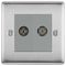 NBS66-01 - Double FM & TV Socket, Brushed Steel