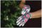 70105276 - Ladies Grey Peony Print Leather Gardening Gloves, Small