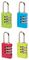 7620EURTCOL - 20mm Aluminium 3 Digit Combination Padlock, 2 Pack (Assorted Colours)