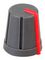 CR-R4-1 - Knob, Soft Touch, D Shaft, Grey / Red