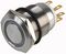 RJS101-19L-F-R-B-BS-12V-67Q - Switch, Vandal Resistant, SS, Momentary, 19mm, 12V, Blue LED