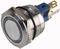 RJS103-22L-F-R-O-BS-12V-67J - Switch, Vandal Resistant, Momentary, 316SS, 22mm, 12V, Orange LED