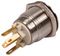 RJS1N1-19M-F-R-R-BS-12V-65Q - Vandal Resistant 19 mm Microtravel Metal Switch with Red Ring Illumination, Momentary Spring Return, 1NO, 250V / 3A, 12V LED