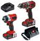 TP -18V TWIN PACK - Power X-Change 18V 2x 2Ah Li-Ion Cordless Brushless Combi Drill & Impact Driver Kit