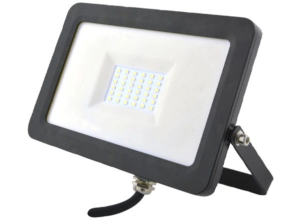 30W Slim LED Floodlight, 2400 Lumens, 6000K, IP65, Black