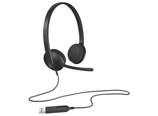 H340 USB Stereo On-Ear Headset with Microphone, Black