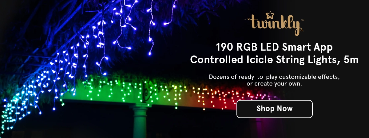190 RGB LED Smart App Controlled Icicle String Lights, 5m